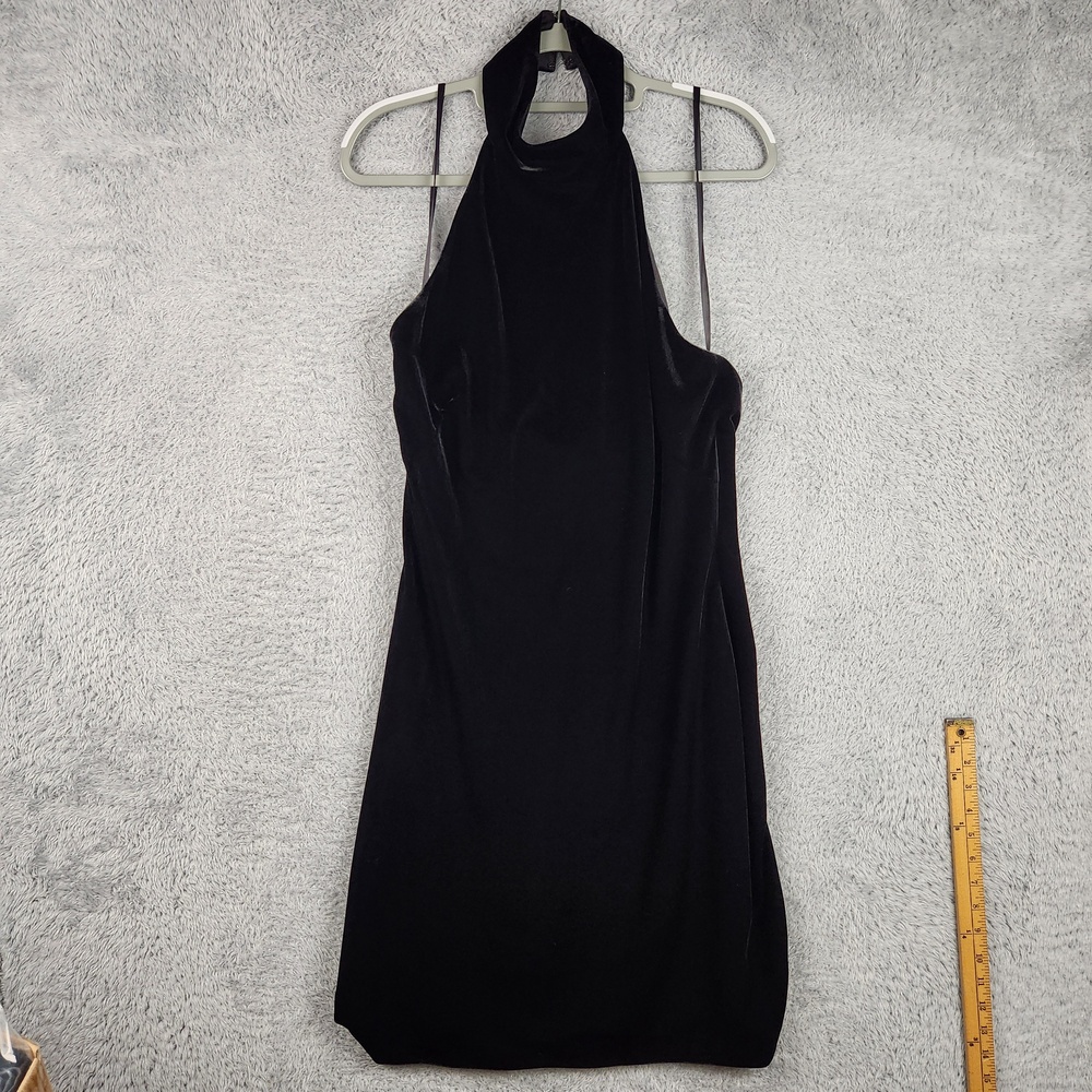 Lauren Ralph Lauren Dress Womens 12 Black Velvet Halter Sheath Cocktail Party